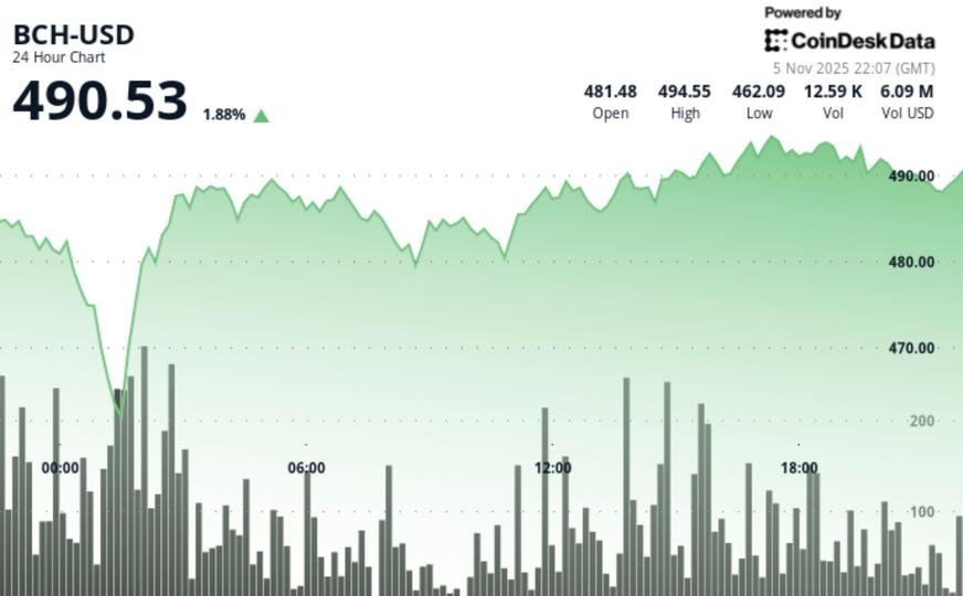 BCH Powers Its Way to $491.80 After Surging Past $487 Resistance
